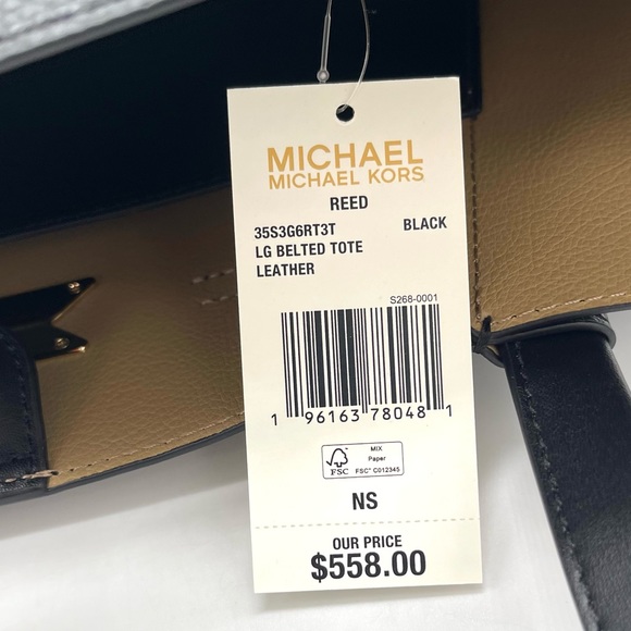 Michael Kors Reed Large Belted Tote Bag Black - Picture 9 of 10
